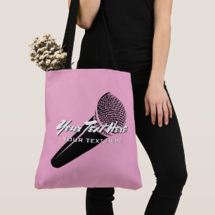 Tote Bag Microphone vocal personnalisé design rose