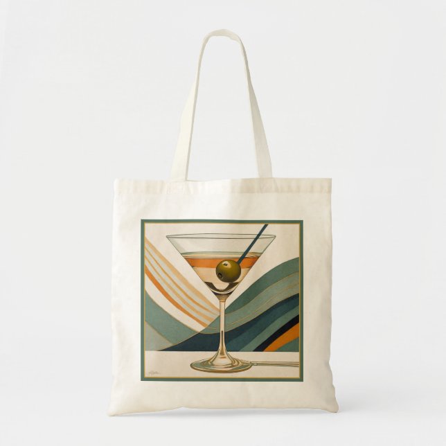 Tote Bag Mid Century Modern Martini Cocktail Heure (Devant)