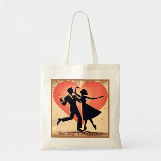 Tote Bag Mid Century Valentine Dancing Couple avec Martini (Devant)