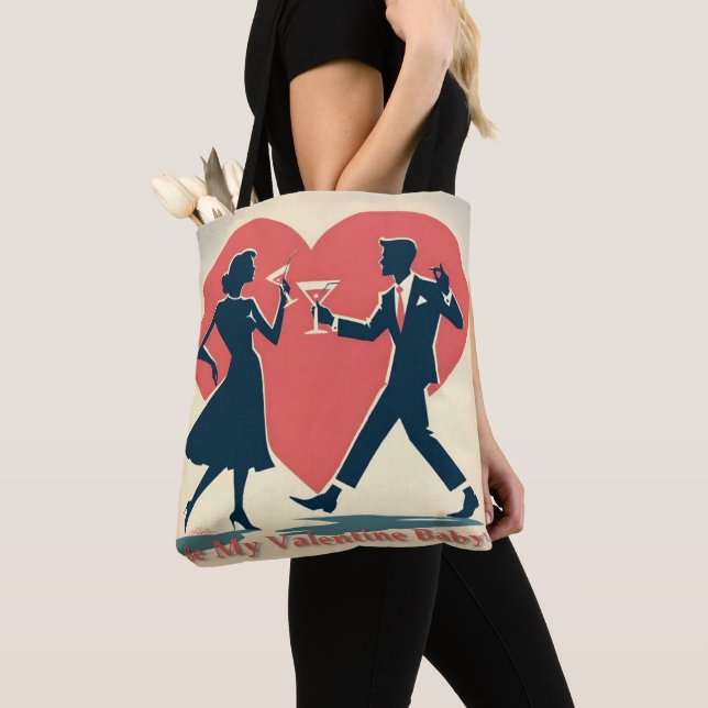 Tote Bag Mid Century Valentine moderne Hip Dancing Couple (De près)
