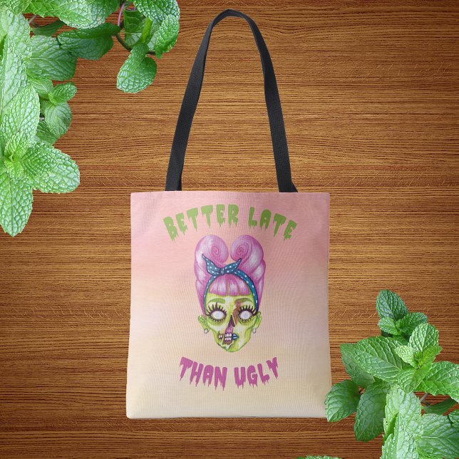 Tote Bag Mieux Tard Que Vilain Maigre Zombie Face Fourre-to (Créateur téléchargé)