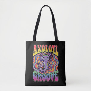 Tote Bag Mignon Axolotl Hippie Groovy Art Rétro 70s Arc-en-
