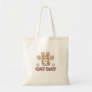 Tote Bag Mignon Chat Orange Kawaii & Empreinte de Patte Per