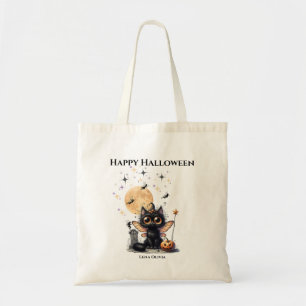 Tote Bag Mignon Fantôme Drôle de Chat Halloween Trick or Tr