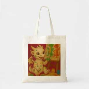 Tote Bag mignon gros oeil blanc bébé givre dragon peint au 