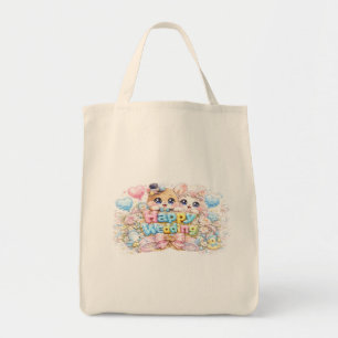 Tote Bag Mignon Kawaii Couple De Mariage Animaux Pastel Pi