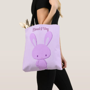 Tote Bag Mignon Kawaii Pastel Violet Lapin Debout Personnal