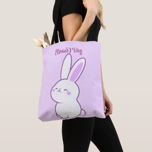 Tote Bag Mignon Kawaii Pastel Violet Lapin Endormi Personna