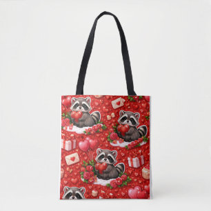 Tote Bag Mignon motif de la Saint-Valentin Raton laveur Cœu
