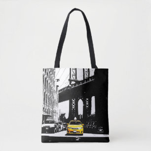 Tote Bag Mignon noir de Brooklyn de taxi jaune de Nyc New