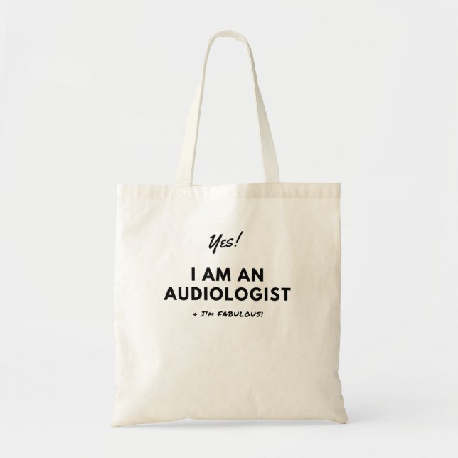 Tote Bag Mignon noir et blanc d'audiologiste drôle (Devant)