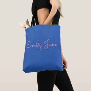 Tote Bag Mignon rose et bleu Calligraphie Moderne Personnal