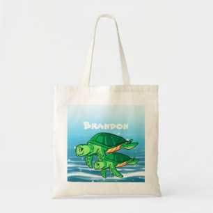 Tote Bag mignon tortue de mer ajouter le nom