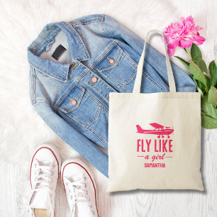 Tote Bag Mignon Voler comme une fille Avion rose Aviation f