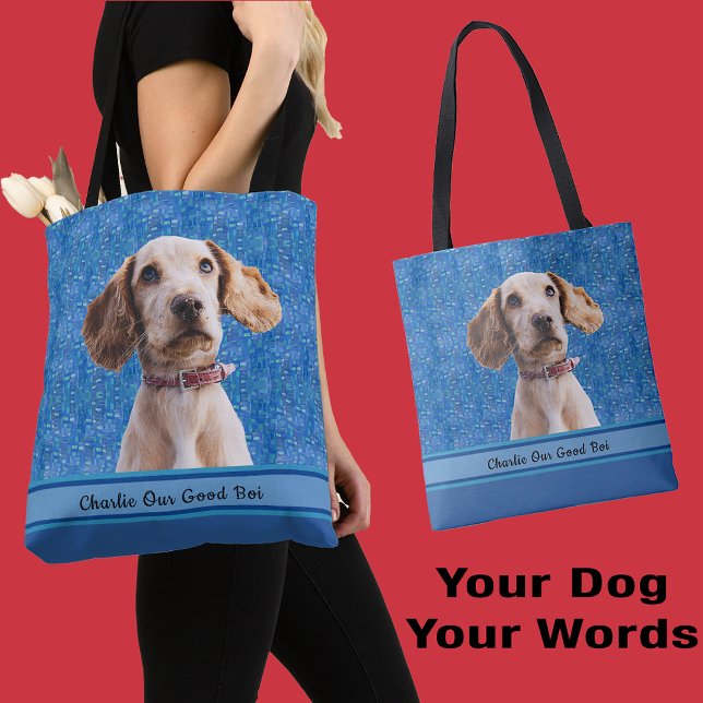 Tote Bag Mignonne Chien Maman Grand-mère Chiot Amant Photo  (Créateur téléchargé)