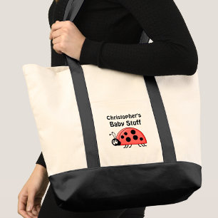 Tote Bag Mignonne coccinelle bébé truc nom rouge noir