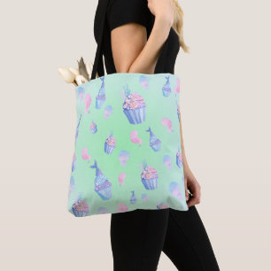 Tote Bag mignonne cupcake Sweet sirène fête d'anniversaire 