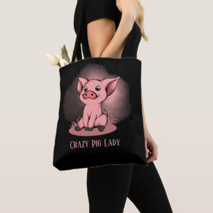 Tote Bag mignonne dame de porc fou ajouter du texte
