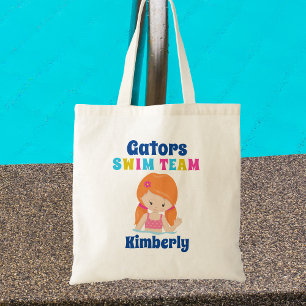 Tote Bag Mignonne fille de l'équipe de natation personnalis