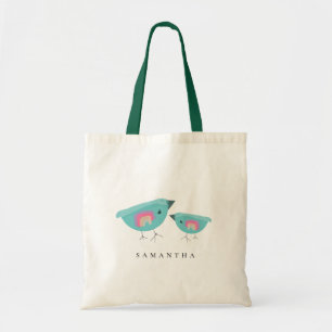 Tote Bag Mignonne main tiré arc-en-ciel bleu Birdy Mère b