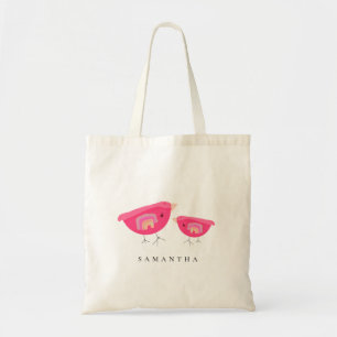 Tote Bag Mignonne main tiré arc-en-ciel rose Birdy Mère b