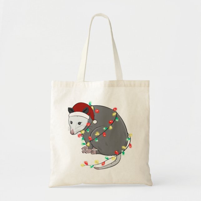 Tote Bag Mignonne Opossum de Noël (Devant)