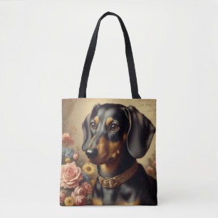Tote Bag Mignonne peinture Vintage Dachshund