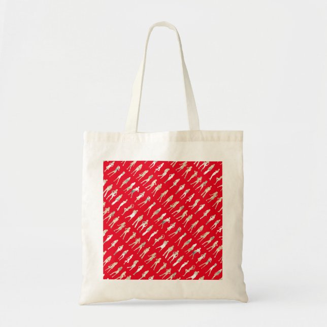 Tote Bag Mignonne rouge blanc silhouette filles mode (Devant)