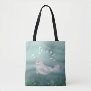 Tote Bag Mignonne sous le phoque bleu de la mer