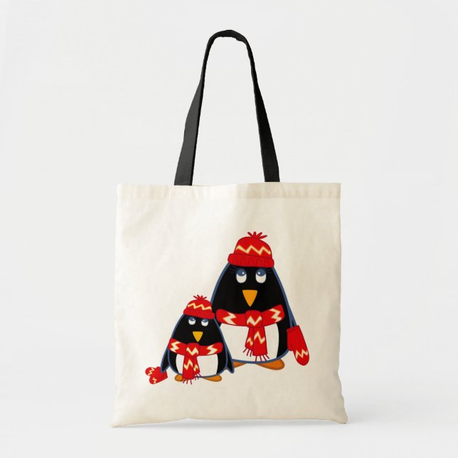 Tote Bag Mignons Petits Pingouins. Cadeau de Noël (Devant)