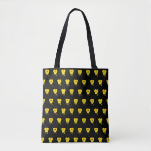 Tote Bag Mikitiez fond jaune coeur sourire amitié