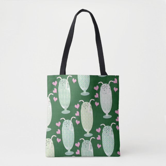 Tote Bag Milkshake Madness Green Mint Jote Art Design (Devant)