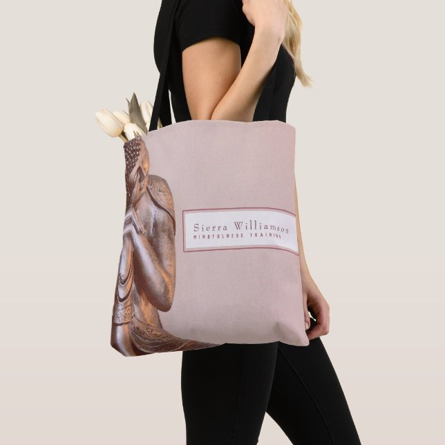 Tote Bag Mindfulness curatif paisible mauve doux Bouddha (De près)