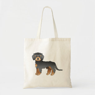 Tote Bag Mini Goldendoodle noir et fauve Chien de dessin an