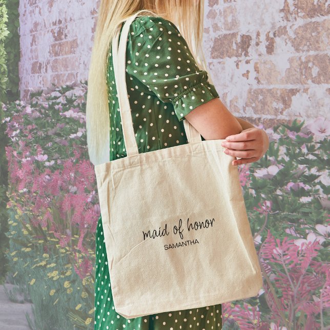 Tote Bag Mini-moderne Script Bachelorette Party (Modern Minimalist Maid of Honor or Bridesmaid Gift for Bachelorette Party or Bridesmaid Proposal )