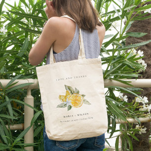 Tote Bag Minimal Lemon Botanical Boho Love Merci Mariage