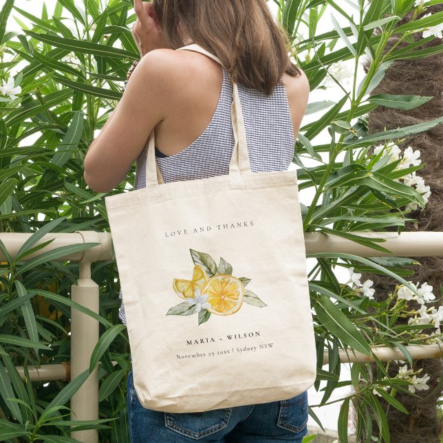 Tote Bag Minimal Lemon Botanical Boho Love Merci Mariage (Créateur téléchargé)