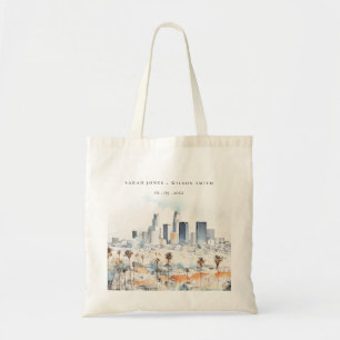 Tote Bag Minimal Los Angeles, Californie Mariage d'aquarell