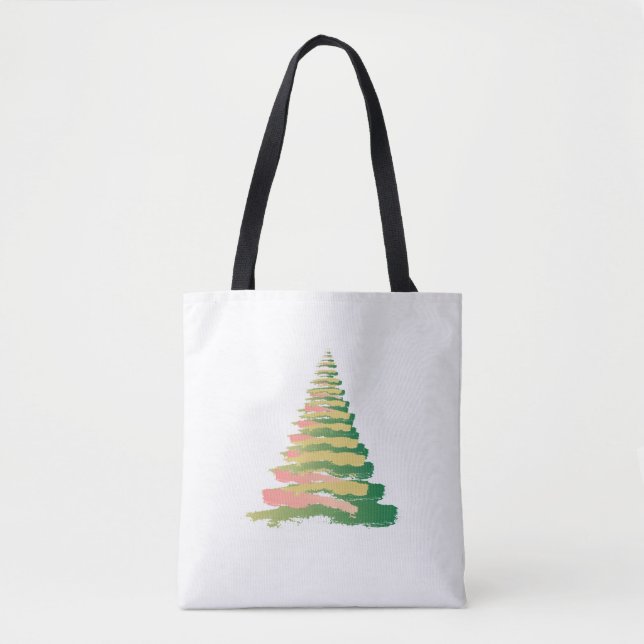 Tote Bag Minimalist Brushstroke Christmas Tree (Devant)