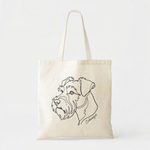 Tote Bag Minimaliste Schnauzer monochrome en dessin au trai