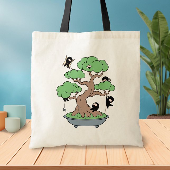 Tote Bag Minuscules Ninjas dans l'arbre de Bonsai (Créateur téléchargé)