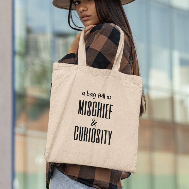 Tote Bag Mischief & Curiosity Funny Quirky Stlish (Your perfect companion for daily adventures.)