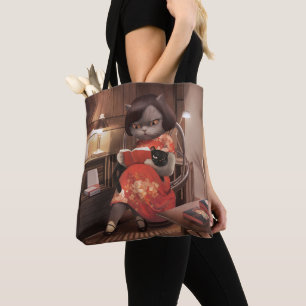 Tote Bag Miss Meow - Heure Vintage de lecture de chats