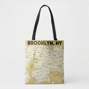 Tote Bag mit Karte von Brooklyn, NY Tasche