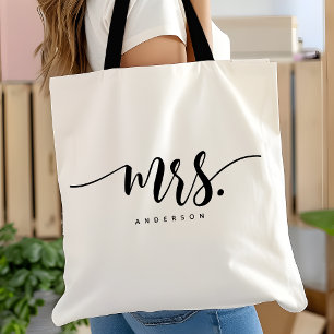 Tote Bag Mme Nouvelle Mariée Épouse Script Personnalisé