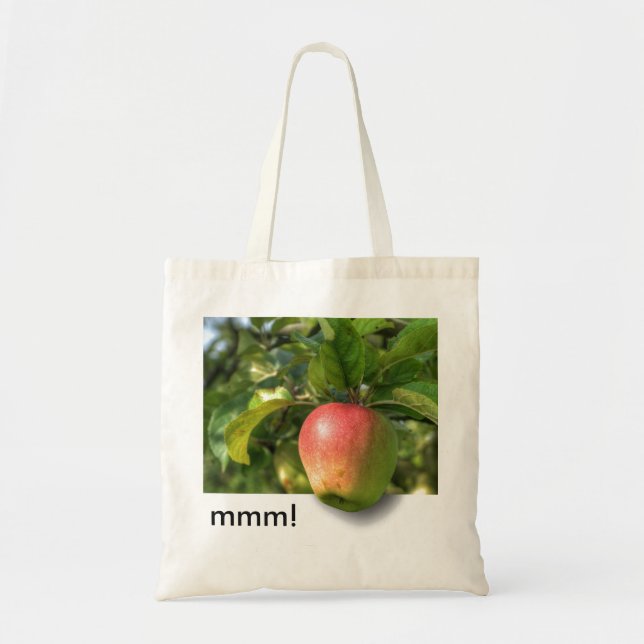 Tote Bag mmm ! | Apple Hanging Off Tree | Texte personnalis (Devant)