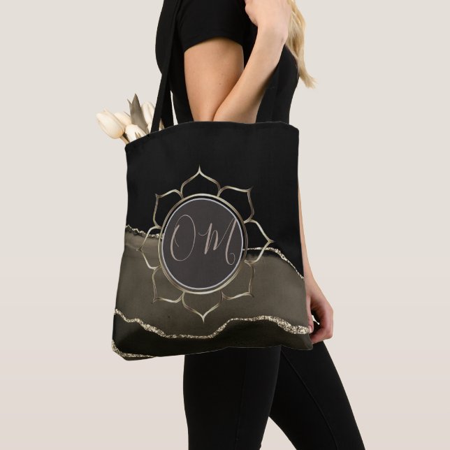 Tote Bag Mocha Agate Glittery OM (De près)