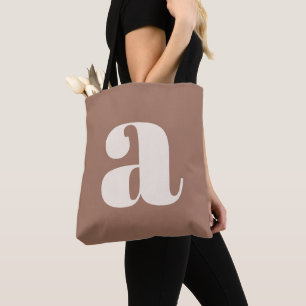 Tote Bag Mocha moderne Brown Bold Retro Monogramme initial