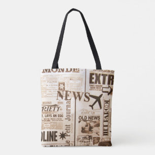 Tote Bag Mode avant journal Vintage Imprimer