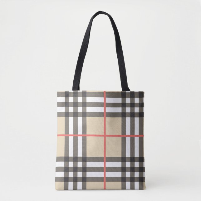 Tote Bag Mode géométrique écossaise motif (Devant)
